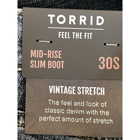 Torrid Women's Jeans Mid-Rise Slim Boot Vintage Stretch Size 30S Blue Denim NWT - Picture 12 of 16